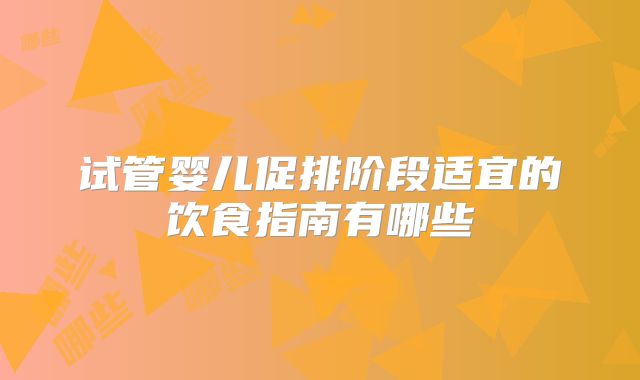 试管婴儿促排阶段适宜的饮食指南有哪些