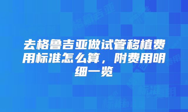 去格鲁吉亚做试管移植费用标准怎么算，附费用明细一览