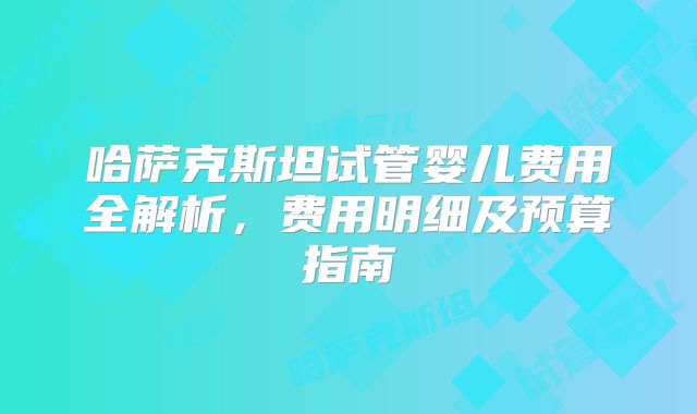 哈萨克斯坦试管婴儿费用全解析，费用明细及预算指南