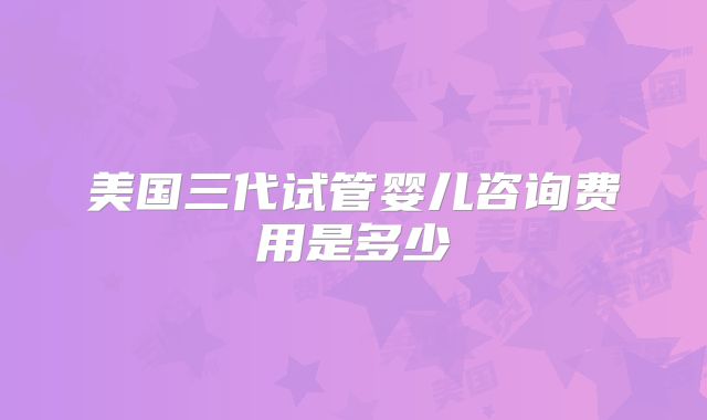 美国三代试管婴儿咨询费用是多少