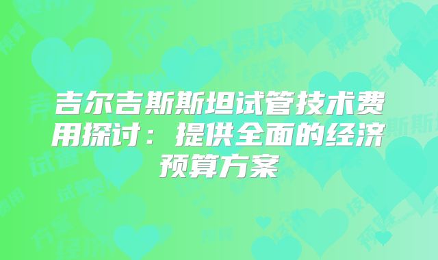 吉尔吉斯斯坦试管技术费用探讨:提供全面的经济预算方案