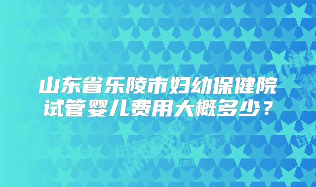 山东省乐陵市妇幼保健院试管婴儿费用大概多少？