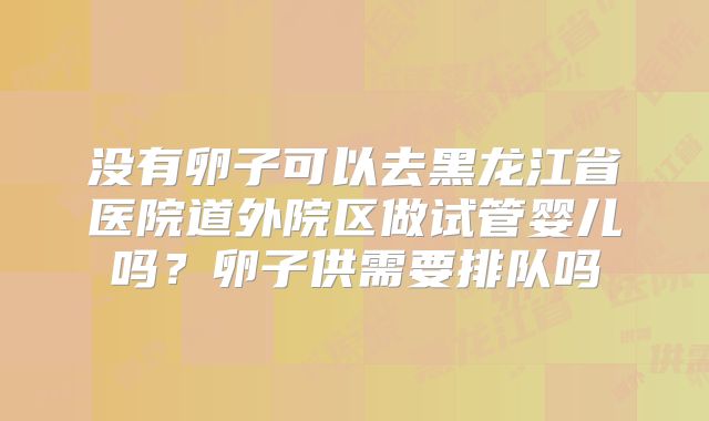 没有卵子可以去黑龙江省医院道外院区做试管婴儿吗？卵子供需要排队吗
