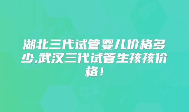 湖北三代试管婴儿价格多少,武汉三代试管生孩孩价格!
