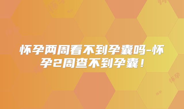 怀孕两周看不到孕囊吗-怀孕2周查不到孕囊！