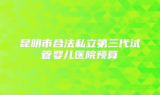 昆明市合法私立第三代试管婴儿医院预算