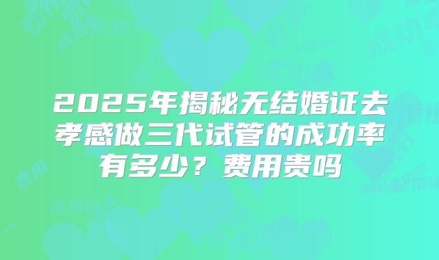 2025年揭秘无结婚证去孝感做三代试管的成功率有多少？费用贵吗