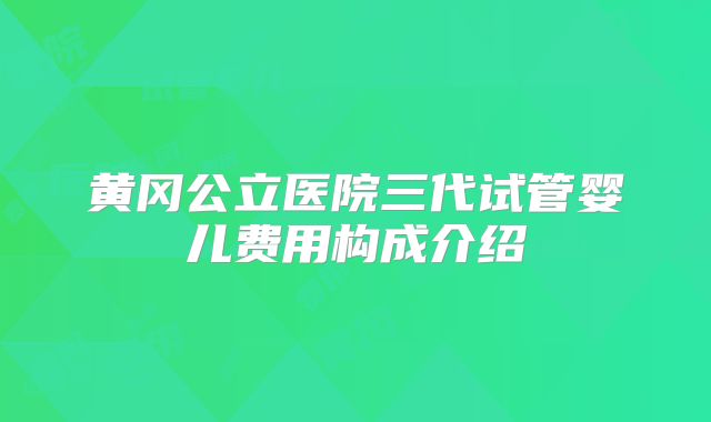 黄冈公立医院三代试管婴儿费用构成介绍