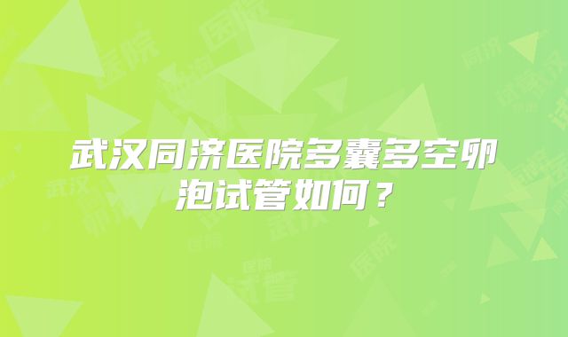 武汉同济医院多囊多空卵泡试管如何?