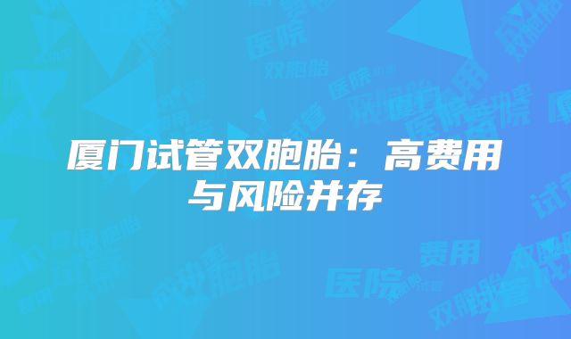 厦门试管双胞胎:高费用与风险并存