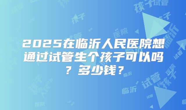 2025在临沂人民医院想通过试管生个孩子可以吗？多少钱？