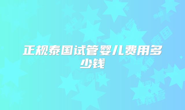 正规泰国试管婴儿费用多少钱
