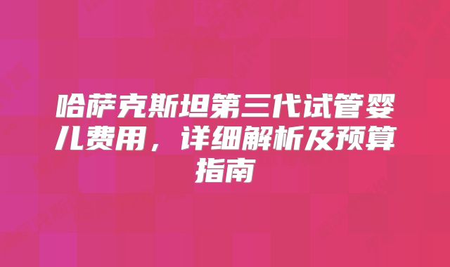 哈萨克斯坦第三代试管婴儿费用,详细解析及预算指南