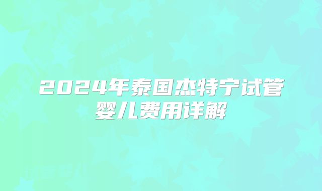 2024年泰国杰特宁试管婴儿费用详解