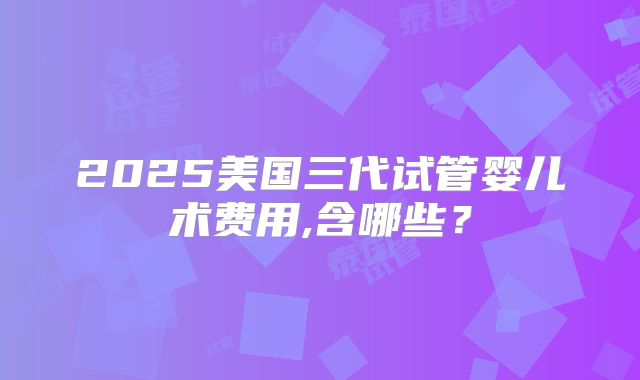 2025美国三代试管婴儿术费用,含哪些?