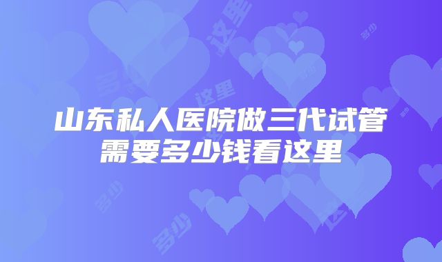 山东私人医院做三代试管需要多少钱看这里