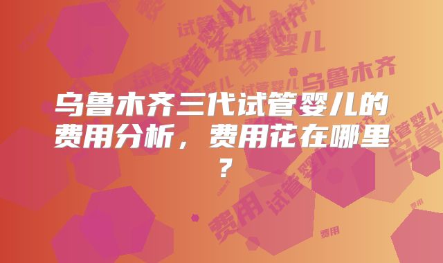 乌鲁木齐三代试管婴儿的费用分析，费用花在哪里？