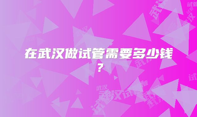 在武汉做试管需要多少钱？