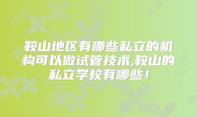 鞍山地区有哪些私立的机构可以做试管技术,鞍山的私立学校有哪些！