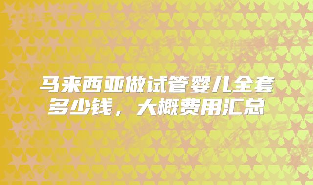 马来西亚做试管婴儿全套多少钱，大概费用汇总