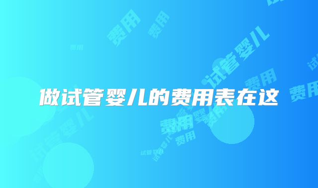 做试管婴儿的费用表在这