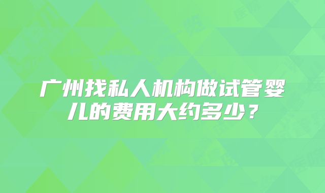 广州找私人机构做试管婴儿的费用大约多少？