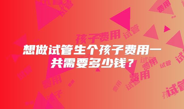 想做试管生个孩子费用一共需要多少钱？