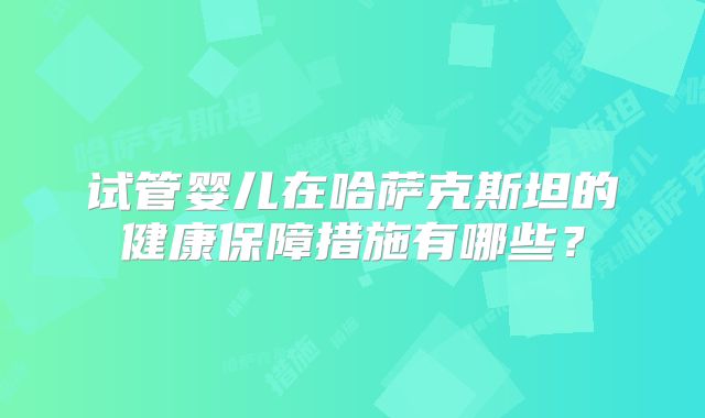试管婴儿在哈萨克斯坦的健康保障措施有哪些？