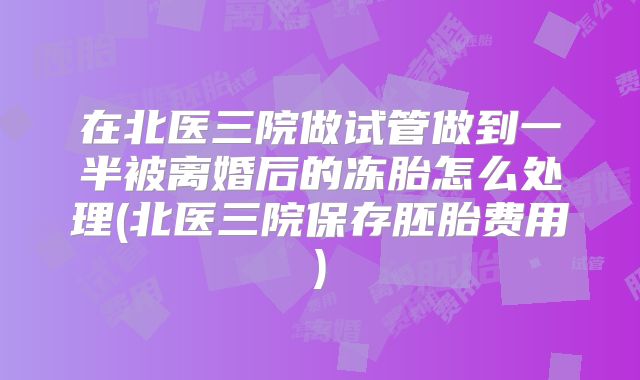 在北医三院做试管做到一半被离婚后的冻胎怎么处理(北医三院保存胚胎费用)