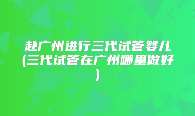 赴广州进行三代试管婴儿(三代试管在广州哪里做好)