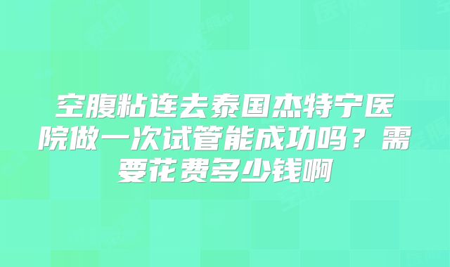 空腹粘连去泰国杰特宁医院做一次试管能成功吗？需要花费多少钱啊
