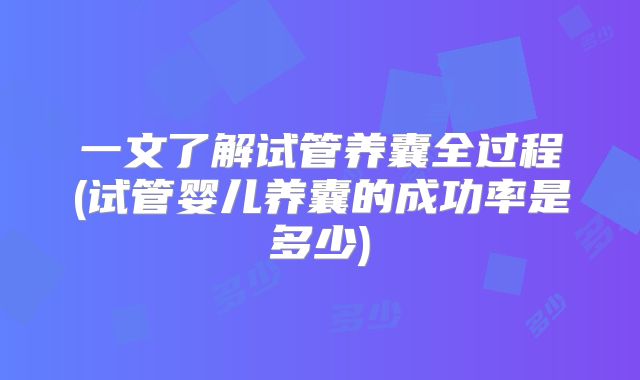 一文了解试管养囊全过程(试管婴儿养囊的成功率是多少)