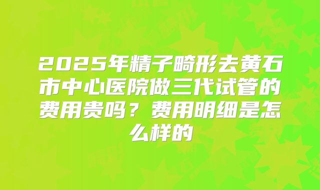 2025年精子畸形去黄石市中心医院做三代试管的费用贵吗?费用明细是怎么样的