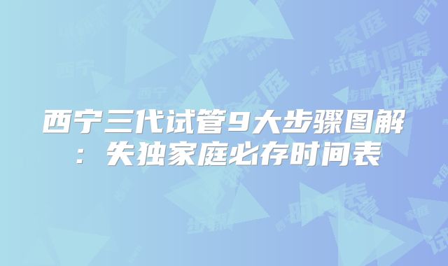 西宁三代试管9大步骤图解：失独家庭必存时间表