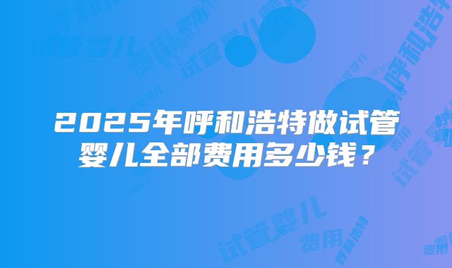 2025年呼和浩特做试管婴儿全部费用多少钱?