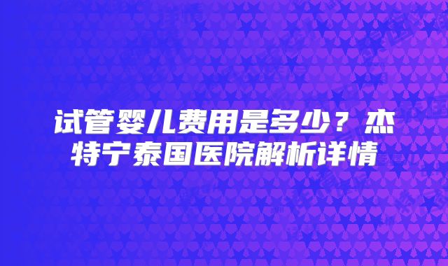 试管婴儿费用是多少？杰特宁泰国医院解析详情