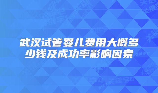 武汉试管婴儿费用大概多少钱及成功率影响因素